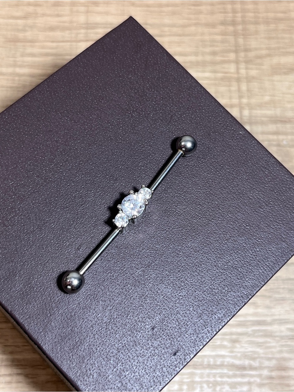 Hollywood Body Jewelry 316L Stainless Steel 14G Industrial Barbell CZ 1.5”